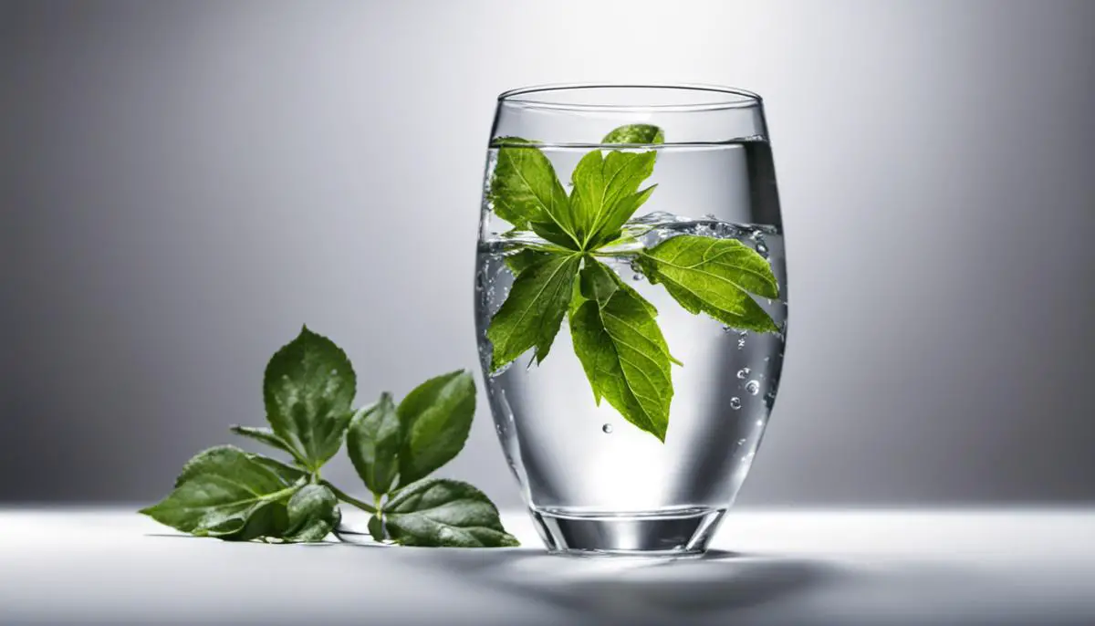 An image depicting a glass of water and a wilted plant, representing hydration and dehydration respectively.