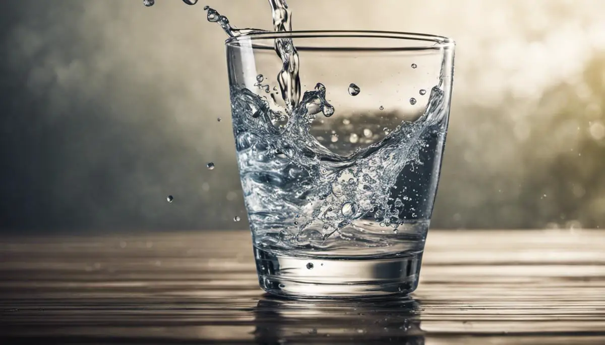 A glass of water with splashes, representing the importance of daily water intake for maintaining optimum health.