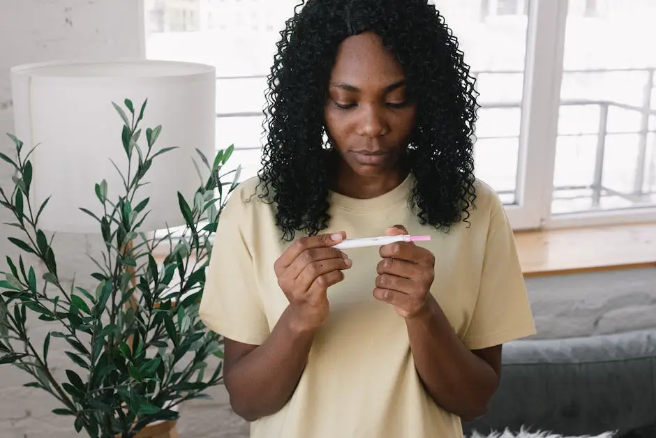 Illustration of a woman holding and using ovulation test strips to track her fertility