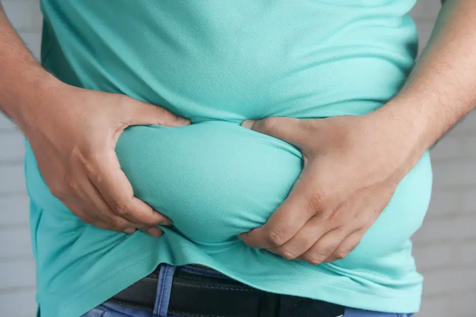 Illustration of a person holding their bloated stomach, depicting abdominal bloating and pain.