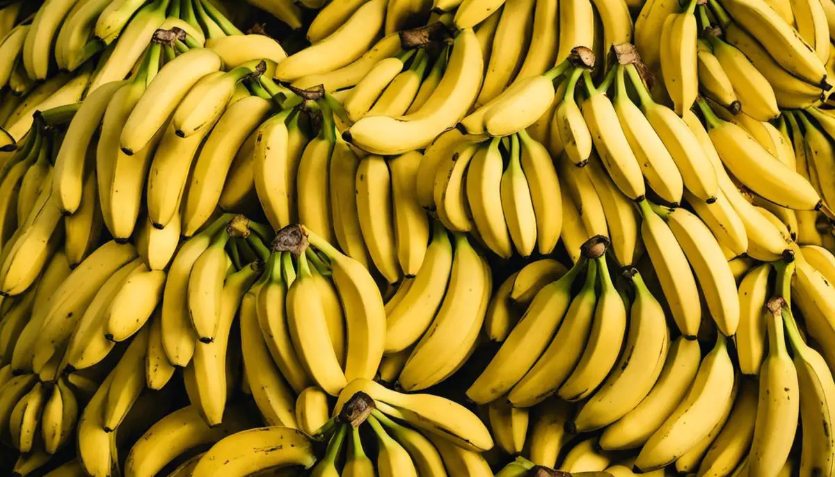 Image of a bunch of bananas, highlighting their role in improving digestion and relieving dyspepsia symptoms.