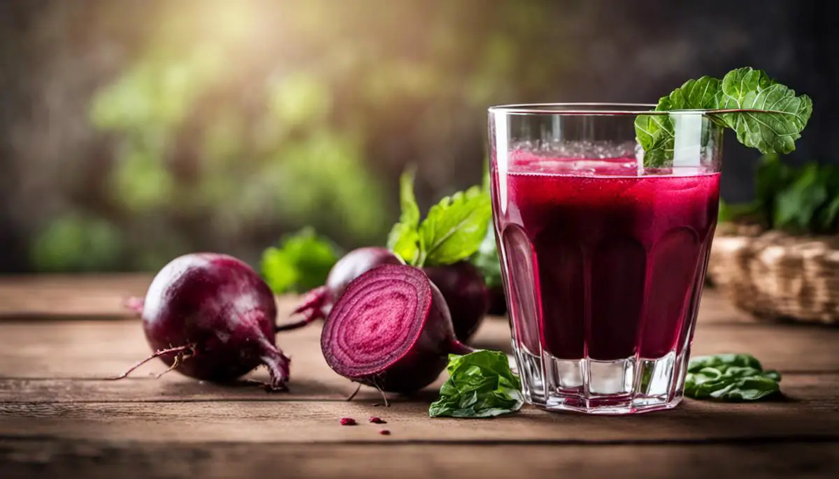 Image of a glass of beet juice on a table