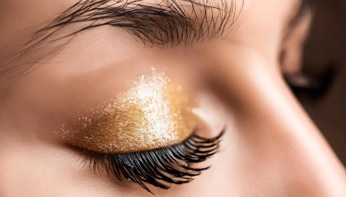 A person applying castor oil on their eyelid with a cotton swab