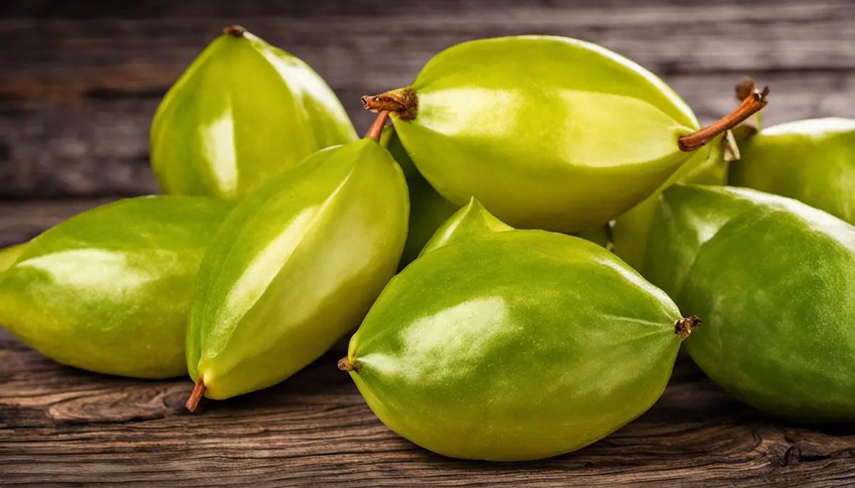 A photograph of carambola fruit, also known as star fruit, which is beneficial for weight loss due to its low calorie content, high fiber, hydration properties, and vitamin richness.