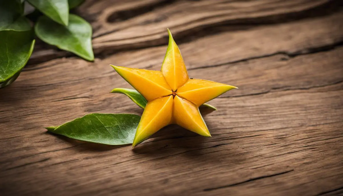 An image of a carambola fruit showing its star-shaped appearance and orange-yellow color, representing its potential impact on liver health.