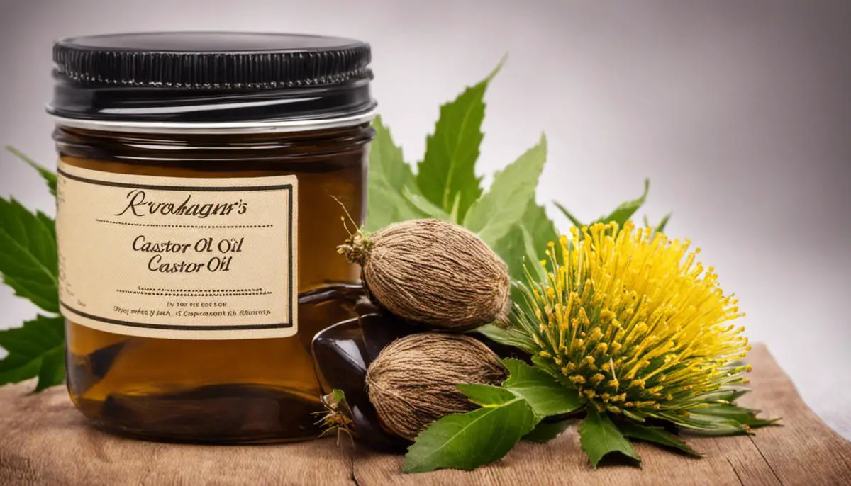 A jar of castor oil and a cloth used for a castor oil pack.