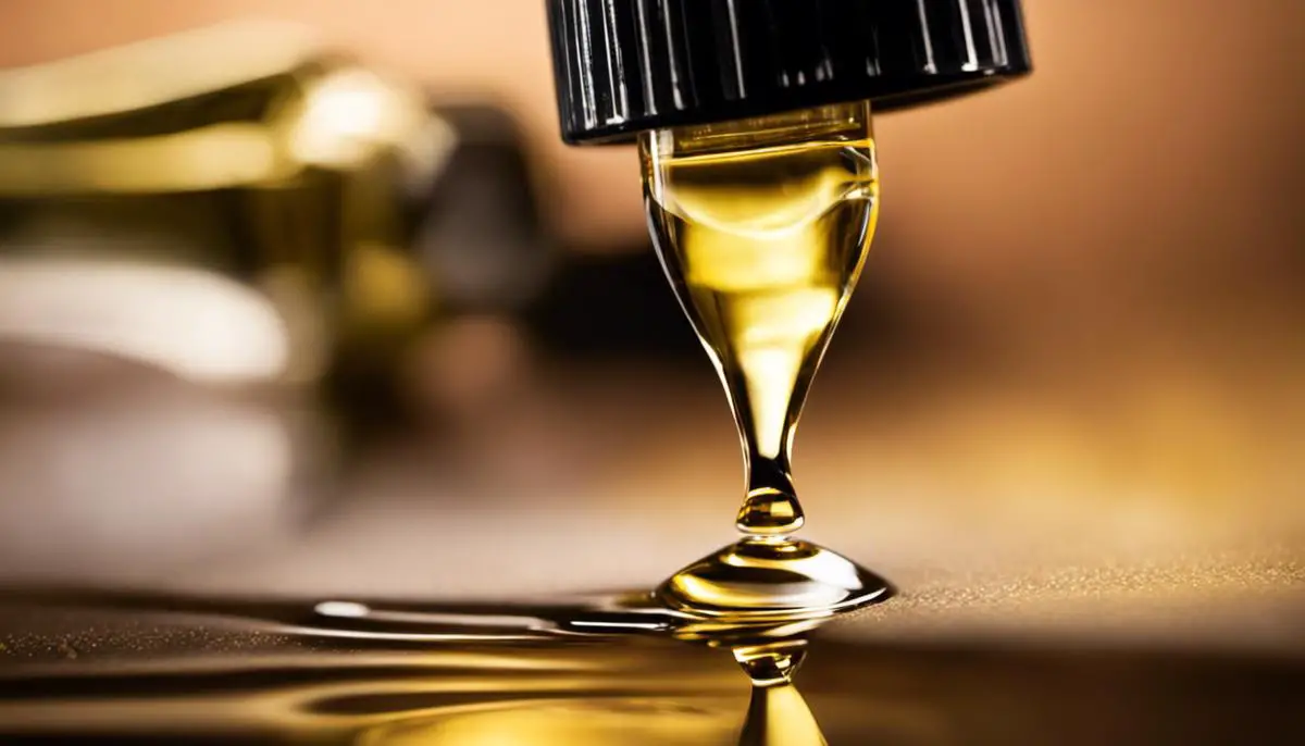 A close-up image of a bottle of castor oil next to a mascara wand, representing the process of applying castor oil to eyelashes.