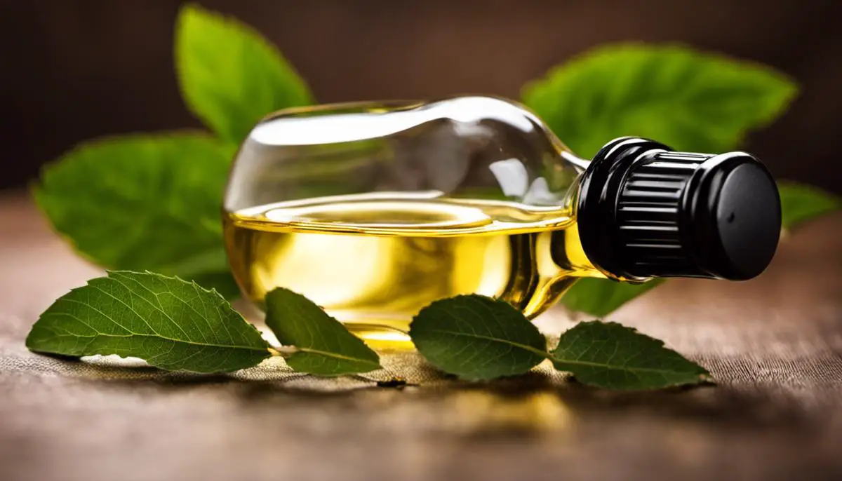 A close-up image of a bottle of castor oil, highlighting the potential risks and side effects for the skin.