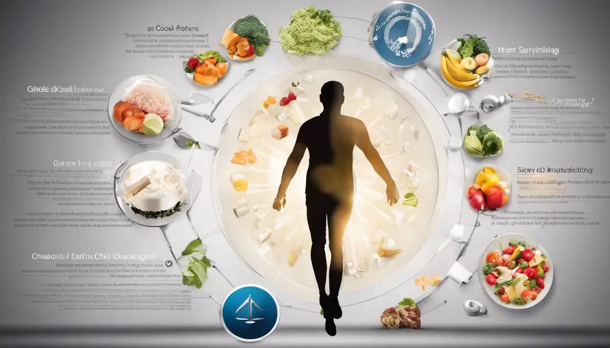 Image representing risk factors for colon cancer, including age, family history, personal health history, inherited syndromes, diet and lifestyle, health conditions and treatments, and ethnicity and race.