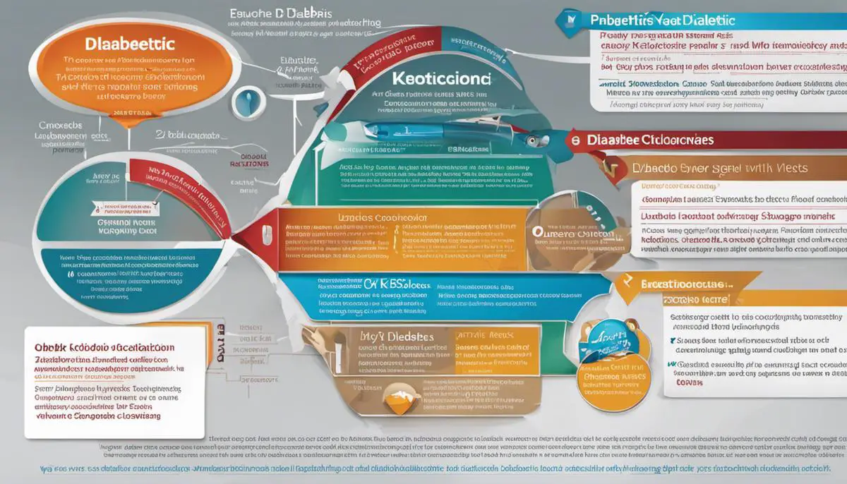 Illustration showing the potential complications and risks associated with diabetic ketoacidosis.