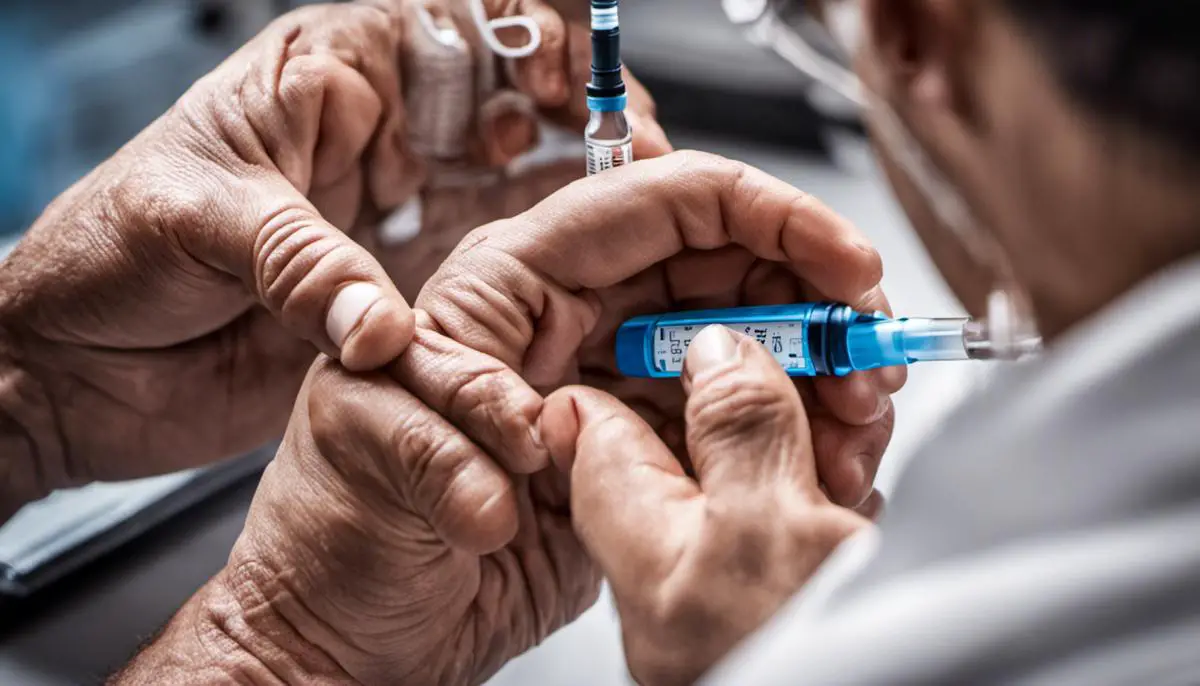 An image depicting a person with diabetes injecting insulin, highlighting the importance of insulin in managing the condition.