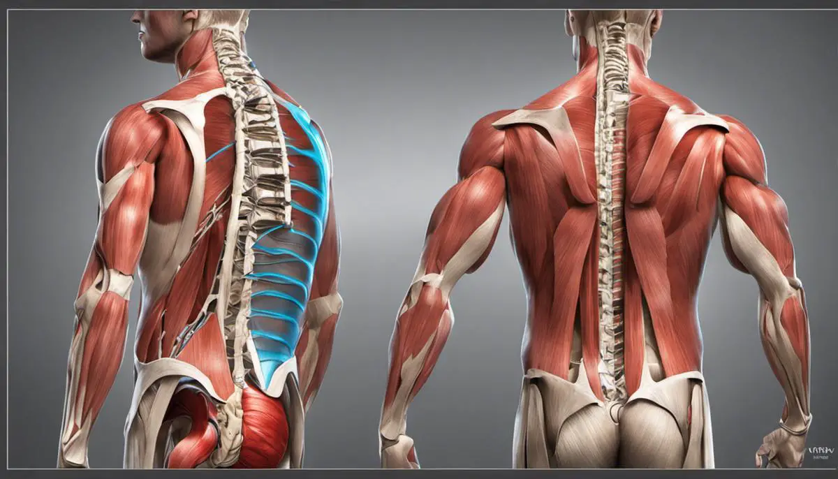 Illustration depicting the erector spinae muscles and their location in the lower back.