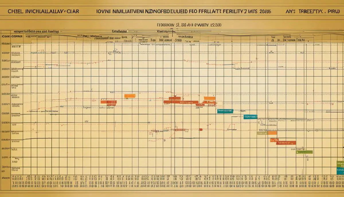 Image depicting a fertility chart with labeled days indicating ovulation for someone trying to conceive