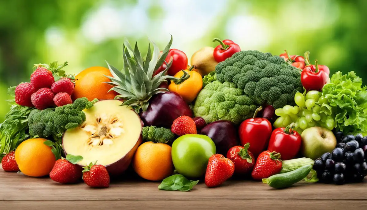 A plate of fruits and vegetables, showcasing a healthy dietary choice for preventing constipation.