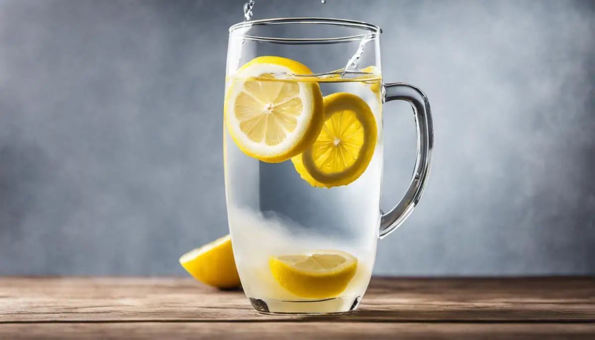 A glass of warm water with lemon slices, representing the topic of health benefits of drinking warm water