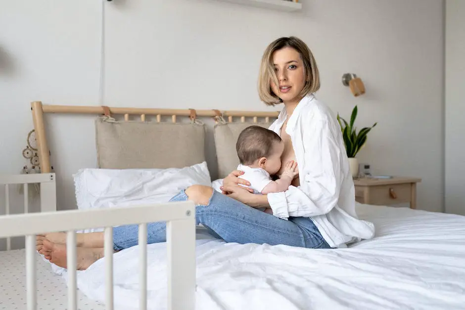 Illustration of a mother breastfeeding her baby, showing the process of lactation.