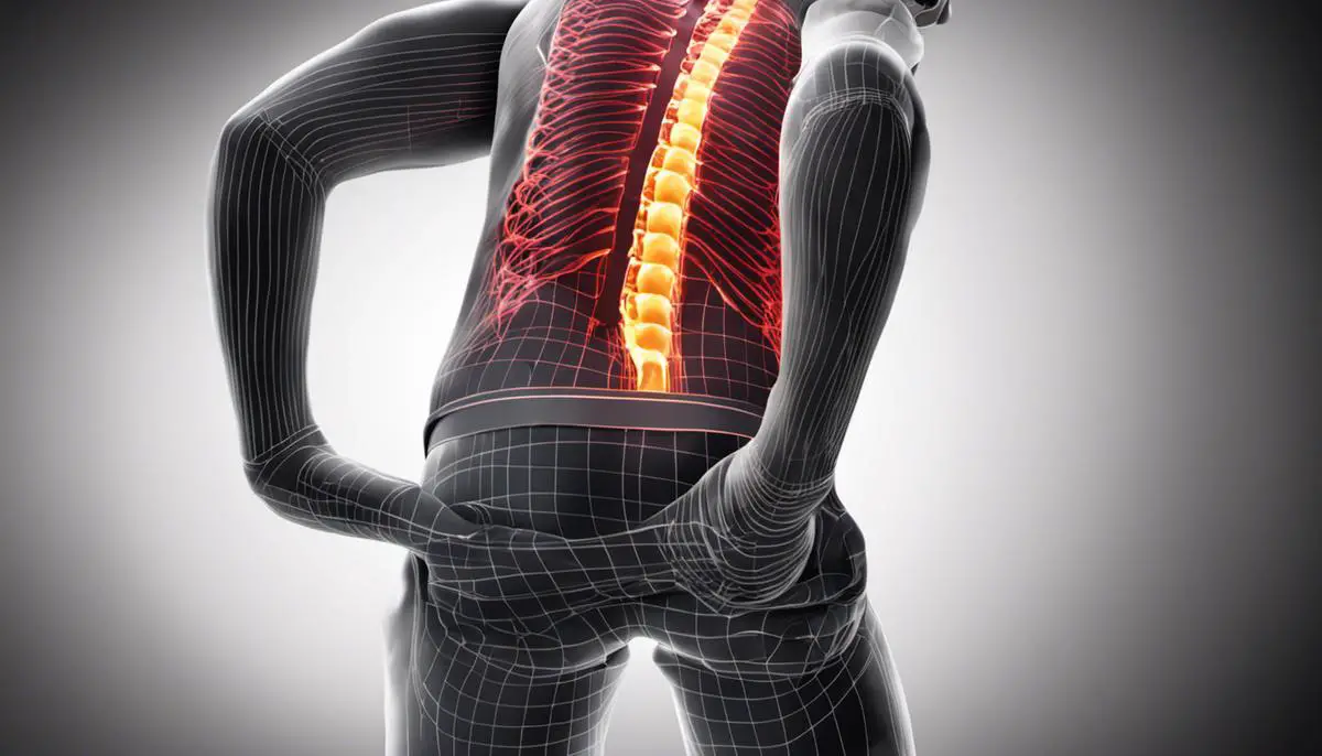 Illustration depicting a person experiencing lower back pain, highlighting the affected area.