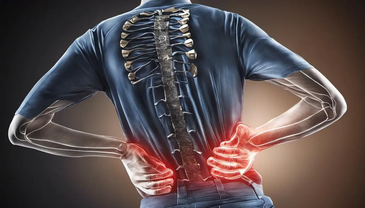 Illustration depicting a person with lower back pain, highlighting the affected area.