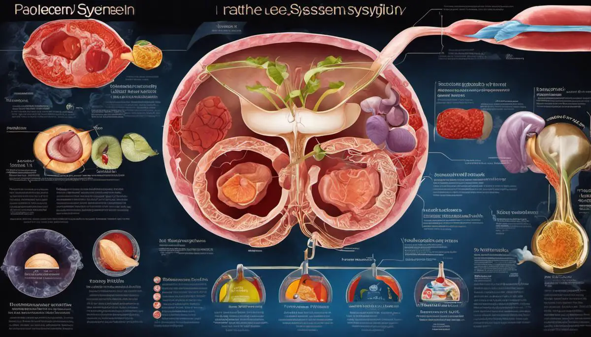 A visual representation of healthy male reproductive system and various factors contributing to its well-being.