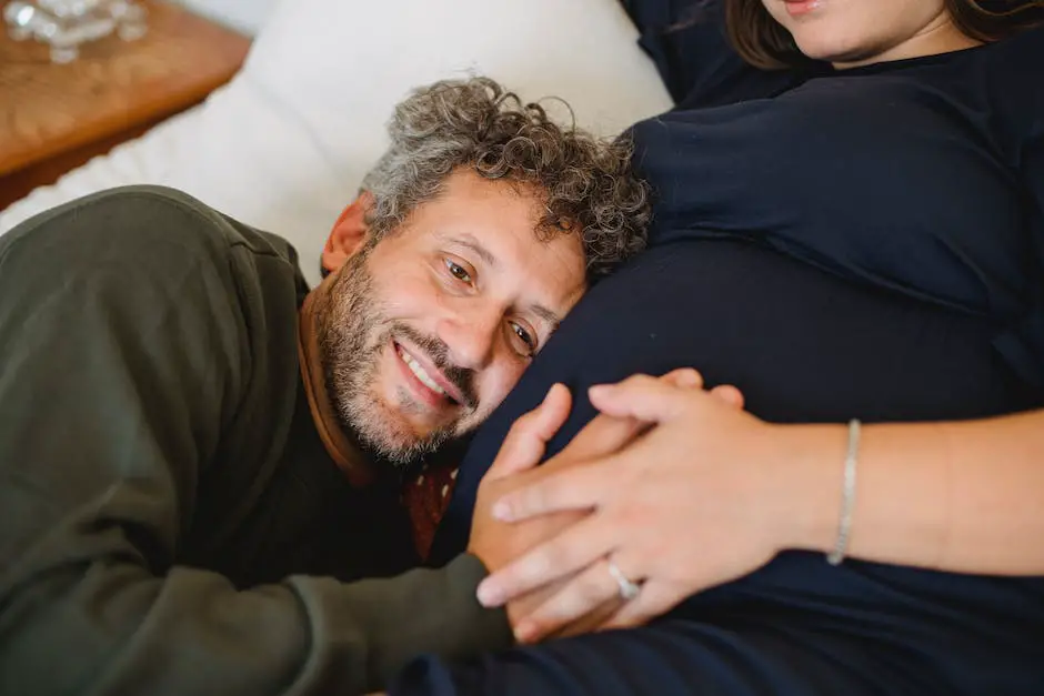 Image depicting a man supporting his pregnant partner during sympathetic pregnancy