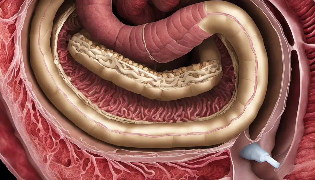 An image of a diagram showing the blockage in the intestines caused by mechanical bowel obstruction