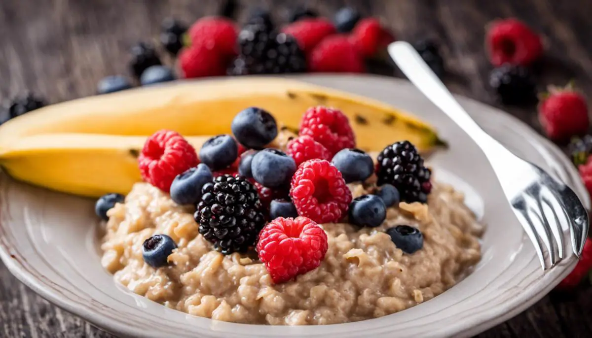 A bowl of oatmeal topped with berries, a healthy and delicious breakfast option for managing diabetes.