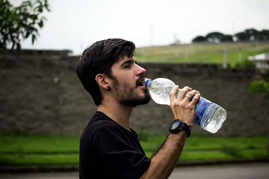 A person drinking water before a race