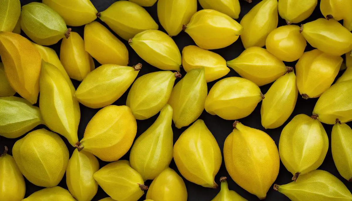 Image of star fruit - a bright yellow fruit with a distinct star-shaped appearance, known for its immunity-boosting properties.