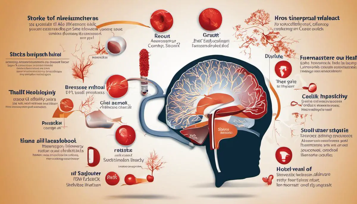 Image Description: Illustration showing different aspects of stroke and their impact on health