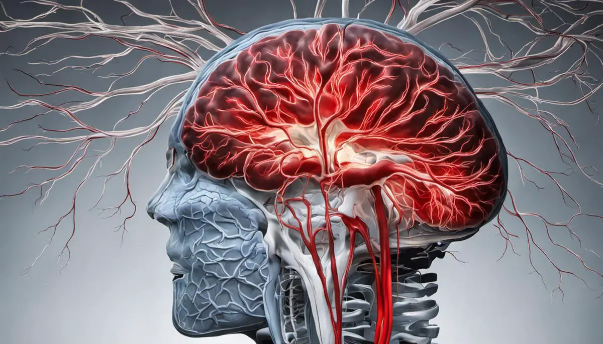 An image showing the brain and its blood vessels, representing the topic of strokes.