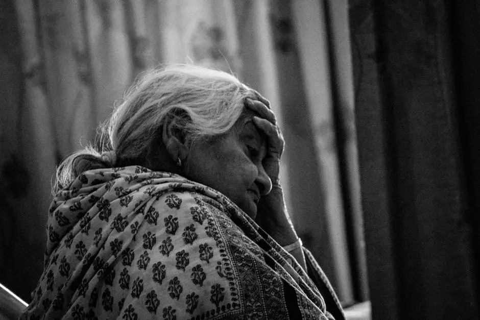 Image of an elderly person holding their head with a worried expression, representing the risk of strokes in the elderly