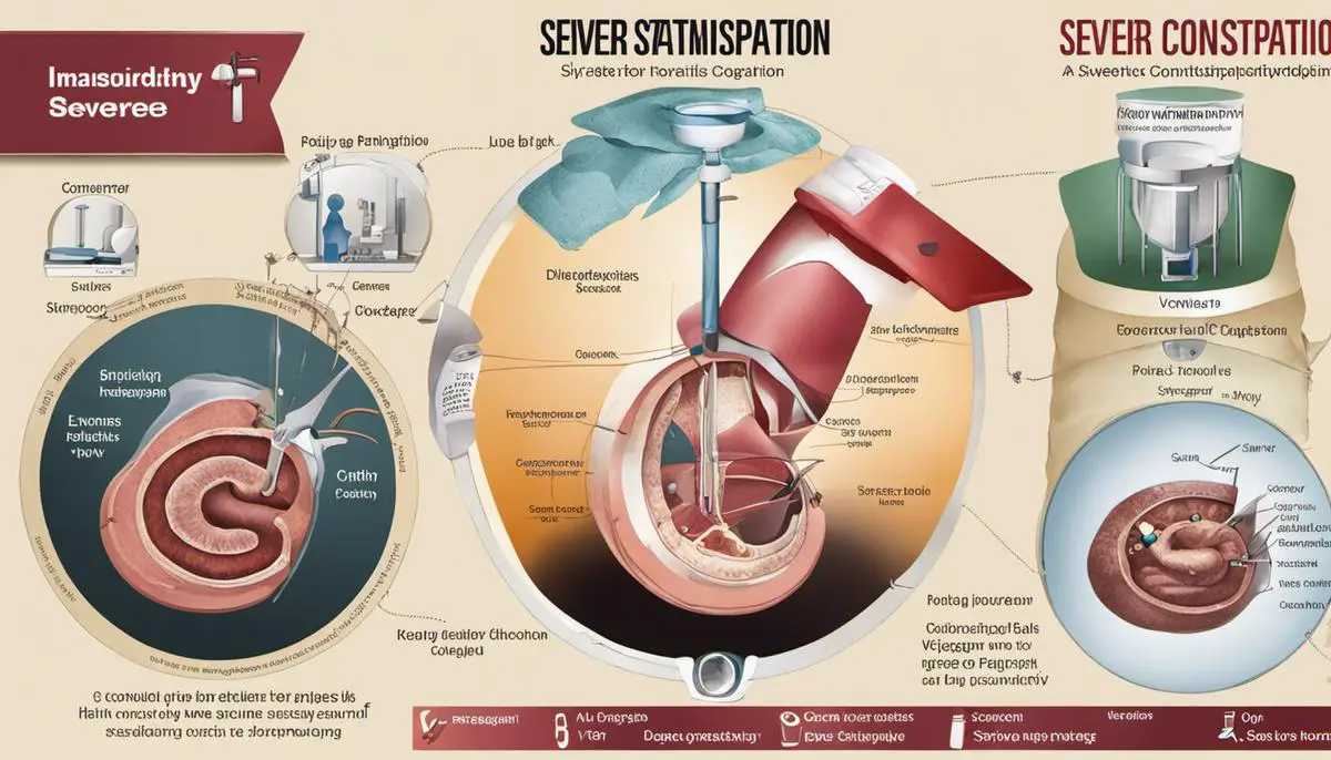 A diagram illustrating different types of surgeries for severe constipation