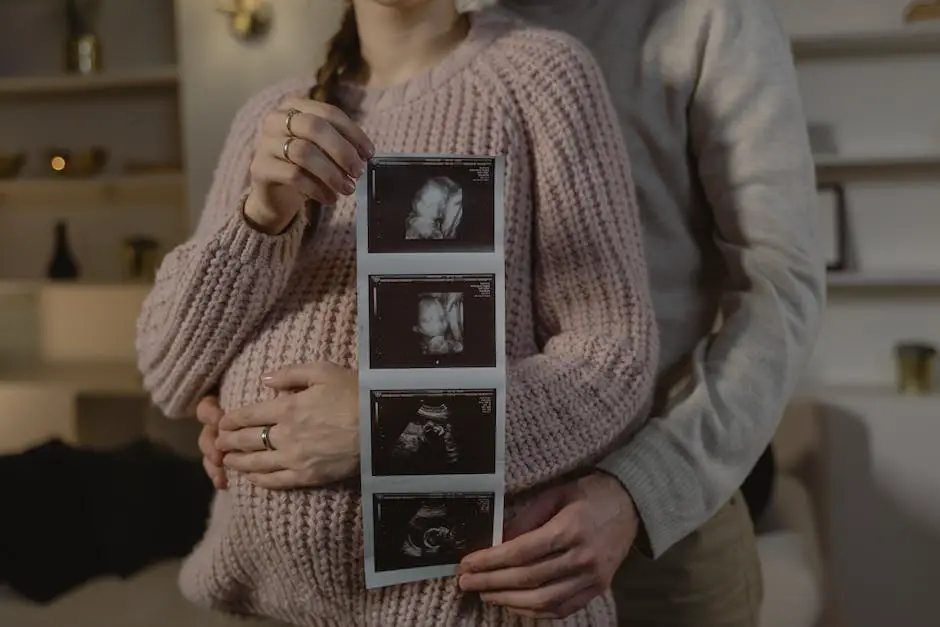 Image depicting a couple embracing and looking at an ultrasound image