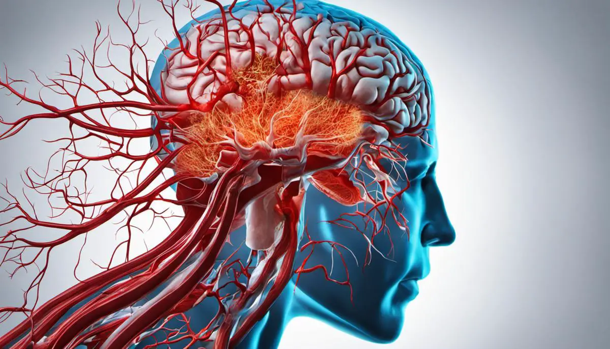 An image showing the anatomy of the brain and blood vessels, representing the topic of strokes.