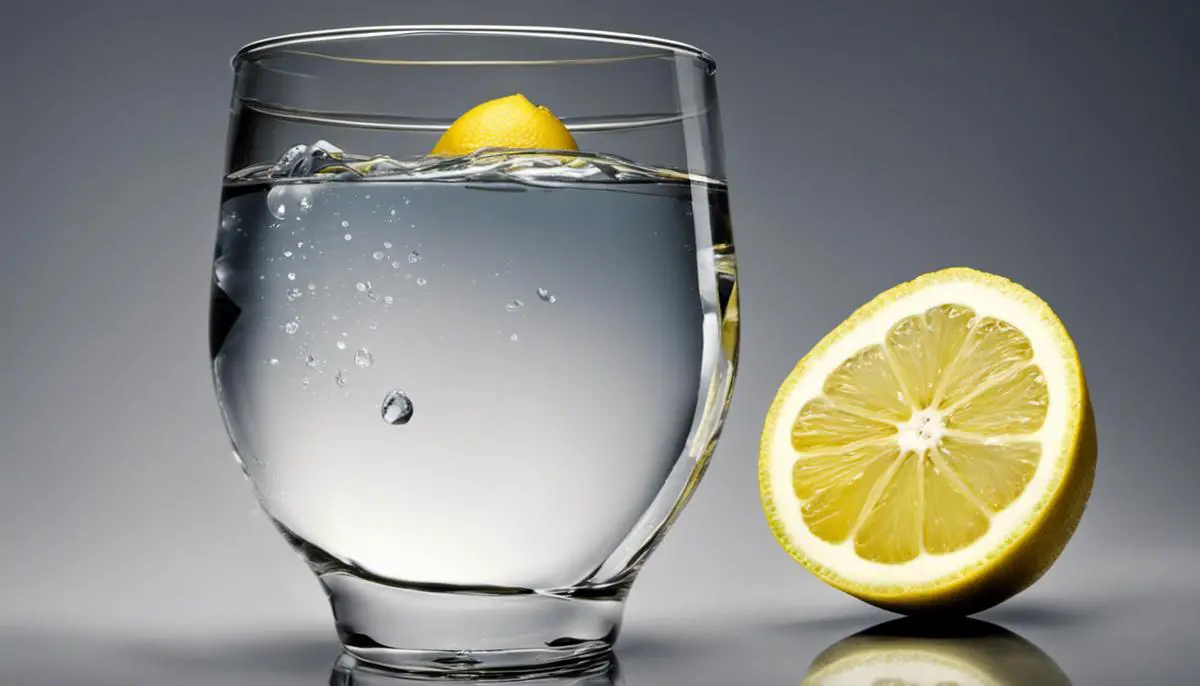 A glass of water with a lemon slice, symbolizing the importance of water for the human body.